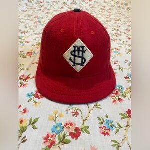 Ebbets Field Flannels hat, size 7, short brim, 100% wool, pre-Fanatics era.